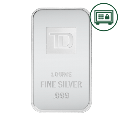 A picture of a 1 oz. TD Silver Bar - Secure Storage